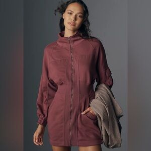 NWT Anthropologie Daily Practice Long-Sleeve Pop Trick Dress Burgundy Size M